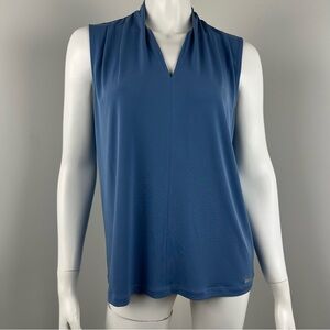 DKNY Blouse Small V-Neck Sleeveless Dusty‎ Blue